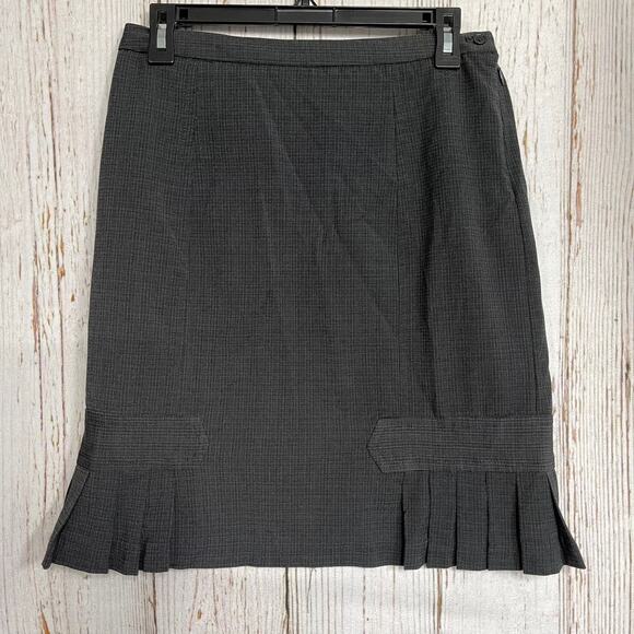 Max Studio Skirt Womens Size 6 Gray Pleated A-Line Academia Preppy Poly Rayon - Picture 1 of 4